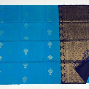 New Design Light Blue Color Kanjivaram Kora Cotton Handloom Saree