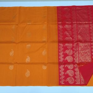 Tangerine Orange Color Kanchi Kora Cotton Handloom Saree
