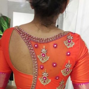 Unique and Different Designer Blouse Orange Color