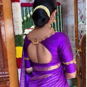 Designer Blouse Embroidered Work Purple Color