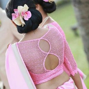 Simple Netted New Design Part Blouse Light Rose Color