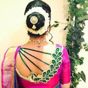 Designer Blouse Peacock Embroidered Design Pink Color