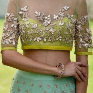 Luxurious Wedding Netted Bridal Blouses Lemon Green Color