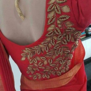 Unique Nature Simple Party Thread Work Blouse Cherry Red Color