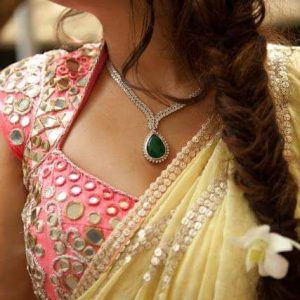 Unique and Different Collar Designer Blouse Rose Color