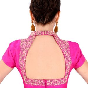 New Collar Design and Thread Work Part Blouse Pink Color