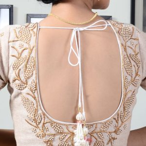 U Neck White Stone Work Design Cream White Color