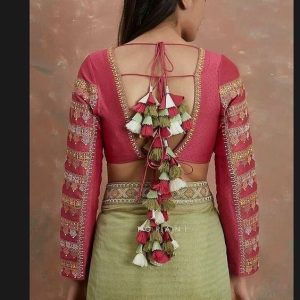 Different Full Sleeves Designer Blouse Pink Color