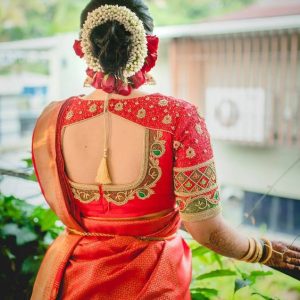 Trending Back Embroidered Work Designer Blouses Red Color