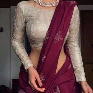 Latest Trending Full Sleeves Party Blouse Cream White Color