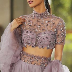 Latest Blouse Pattern Designer Beautiful Bridal Blouse Light Violet Color