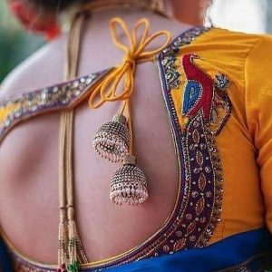 Peacock Embroidered Bridal Design Blouse Yellow Color