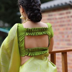 Latest Design Collections Party Blouse Green Color