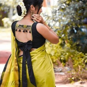 New Bow Design Part Blouse Black Color