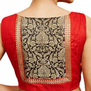 Boat Neck Blouse Designs Red and Black Color