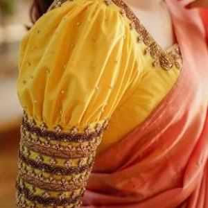 Bridal Blouse with Stone Work Sruthi Kannath – Yellow Color
