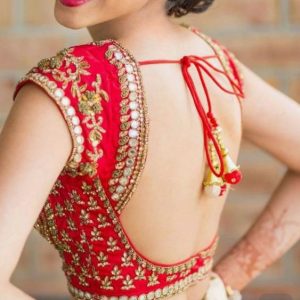 Latest Blouse Back Embroidered Work Design Bridal Blouses Red Color