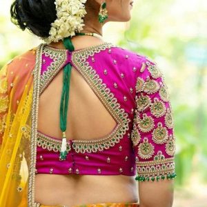 Trending Latest Thread Work Bridal Blouses Rose Color