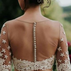 Netted Designer Blouse Flower Design White Color