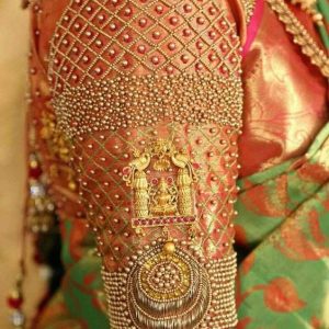 Pure Pattu Bridal Maggam Work Blouse Full Zari – Pink Color