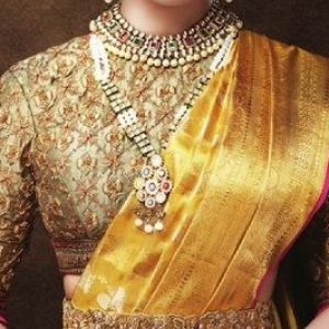 Latest Aari Work Close Neck Bridal Blouses Skin Brown Color