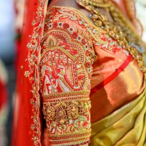 New Hand Pearls and Thread Work Bridal Blouses Chilli Red Color