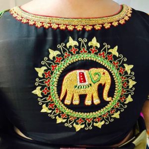 Fabulous Elephant Thread Work Party Blouse Black Color