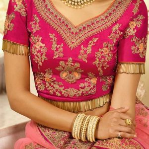 New Simple Trendy Hand Thread Work Bridal Blouses Pink Color