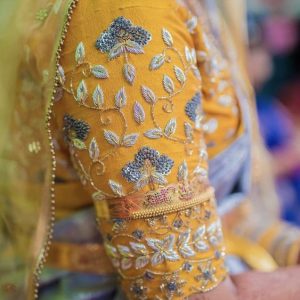 Latest Thread Work Design Party Blouse Yellow Color