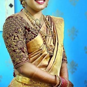 Trendy and Latest Thread Work Bridal Blouses Brown Color