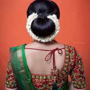 Trendy Hand Flower Thread Work Designer Blouse Apple Red Color