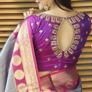 Modern Embroidery and Chamki Work Bridal Blouses Purple Color