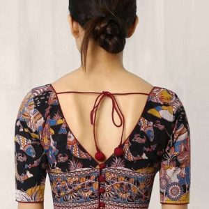 Simple V Neck and Piping Work Party Blouse Multi Color