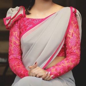 Party Wear Different Designer Blouse Full Sleeve Rose Color