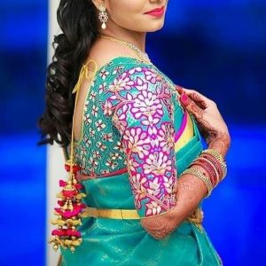 Unique Thread and Chamki Work Designer Blouse Ramar Blue and Purple Color