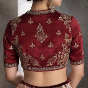 Trendy Hand Thread Work Party Blouse Brown Color