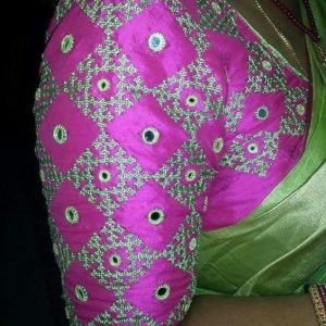 Different Thread and Mirror Work Designer Blouse Violet Color