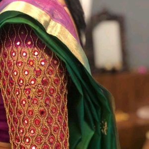 Modern Embroidery and Mirror Work Bridal Blouses Pink Color