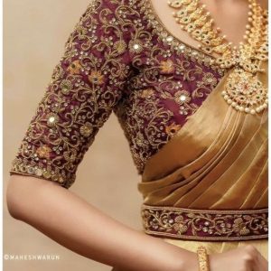 Trendy Hand Thread and Mirror Work Designer Blouse Kumkum Red Color