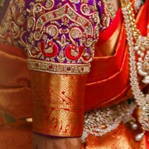 Luxurious Wedding Hand Thread Work Bridal Blouses Purple Color