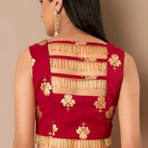 New Thread Flower Work Party Blouse Red Color