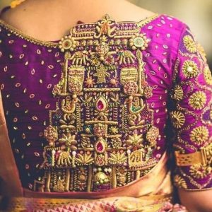 Stylish Temple Thread Work Model Designer Blouse Purple Color