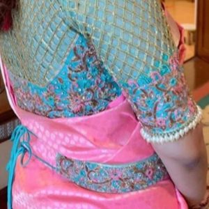 Hand Thread Work Design Part Blouse Sky Blue Color