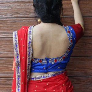 Simple Thread Work Designer Blouse Ink Blue Color