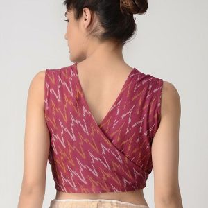 Latest V Neck Party Blouse Designs Red Color