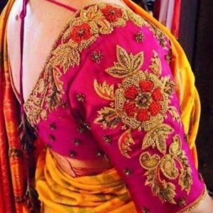 Different Thread Work Designer Blouse Pink Color