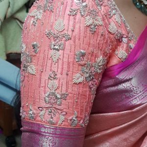 Unique Simple Thread Work Design Party Blouse Peach Color