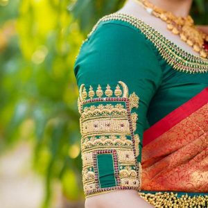 Trendy Temple Thread Work Designer Blouse Green Color