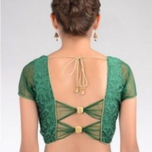 Unique Patch Work Design Party Blouse Green Color