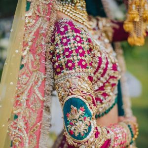 Different Full Sleeve Thread and Patch Work Designer Blouse Violet Color